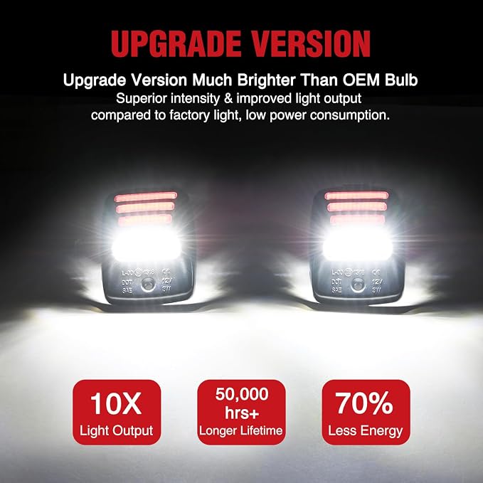 Nilight License Plate Lights Compatible with 2005 2006 2007 2008 2009 2010 2011 2012 2013 2014 2015 Toyota Tacoma 2000-2013 Tundra Red Triple OLED Tube 6000K White 2PCS Pack