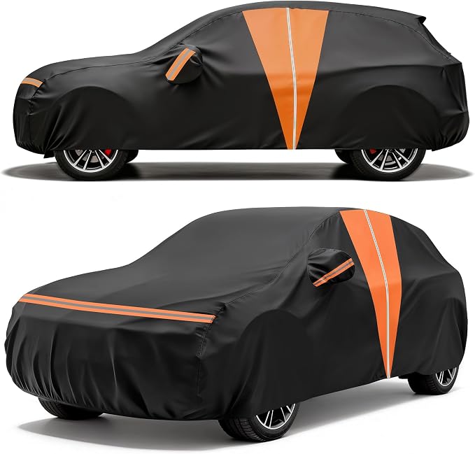 10-Layer SUV Car Cover Waterproof All Weather, Soft Cotton Lining Car Covers for Automobiles & Car Snow Cover with Door Zipper, Universal Fit for SUV 182"-191" L, Size S3 (See Size Chart)