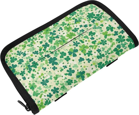 Car Visor Tissue Holder Mask Holder for Car, Car Tissue Box Sun Visor Napkin Holder Car Visor Accessories Adjustable Straps Reusable Durable Easy to Install Saint Patricks Green Clovers