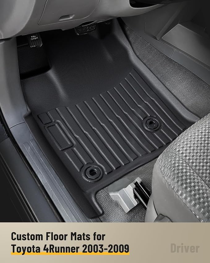 Car Floor Mats for Toyota 4Runner: 2003-2009 (4th Gen) Cargo Trunk Liner, All Weather Accessories Rubber Carpet Custom Fit for Toyota 4 Runner 2003 2004 2005 2006 2007 2008 2009 SUV (Only 5 Seat Model