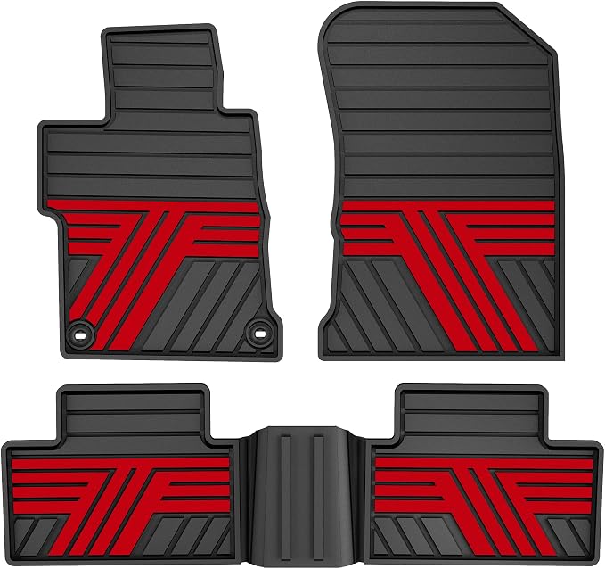 Rubber Floor Mats for Honda Civic Sedan 2012-2015 (Not for Coupe) | All Weather Heavy Duty Car Mats Fit for Civic, 1st & 2nd Row, Black & Red