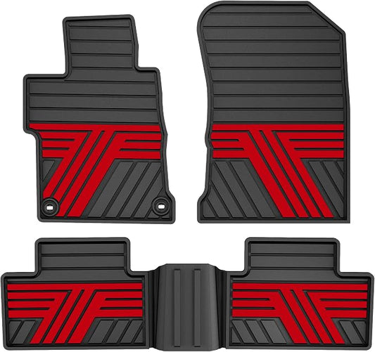 Rubber Floor Mats for Honda Civic Sedan 2012-2015 (Not for Coupe) | All Weather Heavy Duty Car Mats Fit for Civic, 1st & 2nd Row, Black & Red