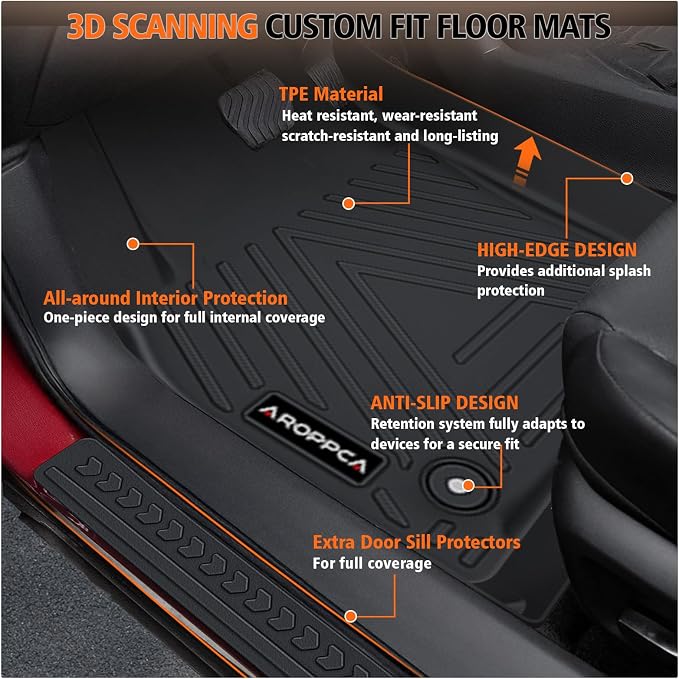All Weather Floor Mats Cargo Liner with Backrest Mat for 2026 Mazda CX-5/CX5, TPE Rubber Liners Full Set wih Door Sill Protectors Automotive Mats for Mazda CX5 2026 Accessories