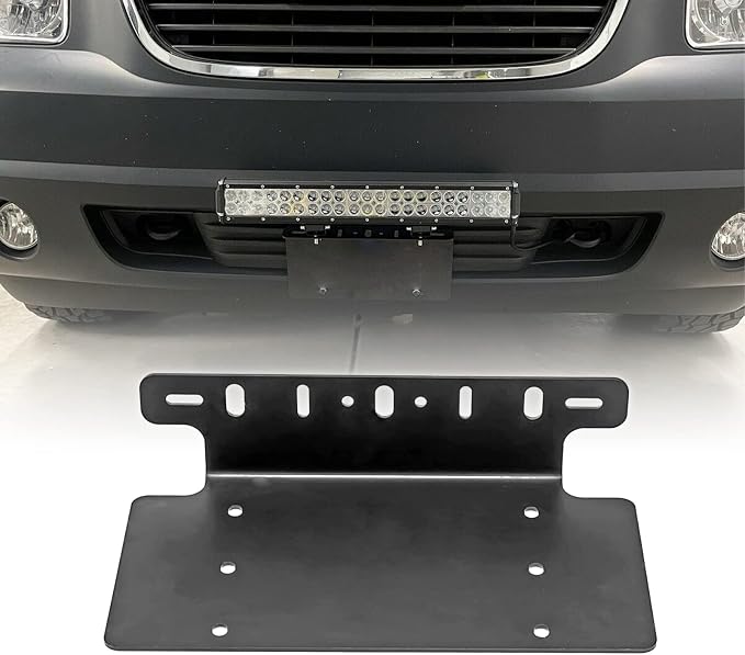 DaSen Universal License Plate Light Bar Mount Fit Truck SUV 4X4 4WD Offroad | no drill,6x12 inch,American standard,heavy-duty,rustproof,front license plate mounting bracket,holder front bumper,sturdy