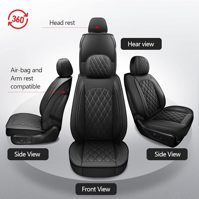 MIROZO Dodge Ram Seat Covers Full Set,Waterproof Car Seat Cover Fits for 2009-2026 Ram 1500/2500/3500 Crew Quad Regular Cab,Heavy Duty Protection Pickup Cushions with Split Flat Bench 40/60,Black
