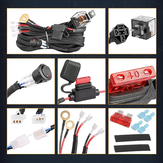 Wiring Harness Kit 10AWG 2 Lead, Nirider 12V Heavy Duty Rocker Switch Relay Fuse Nylon Wiring Harness for LED Light Bars Fog Lights Work Lights Driving Offroad LED Pods Wire Kit for Truck UTV ATV Car