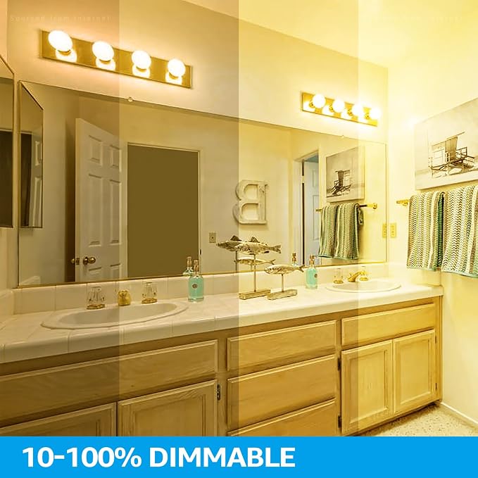 TORCHSTAR 12-Pack G25 LED Light Bulbs, 5W 450LM, Dimmable, 2700K | UL Listed, 40W Equivalent Soft White Vanity Globe Round Bulbs, E26 Base Decorative Bulb, for Bathroom Vanity or Mirror