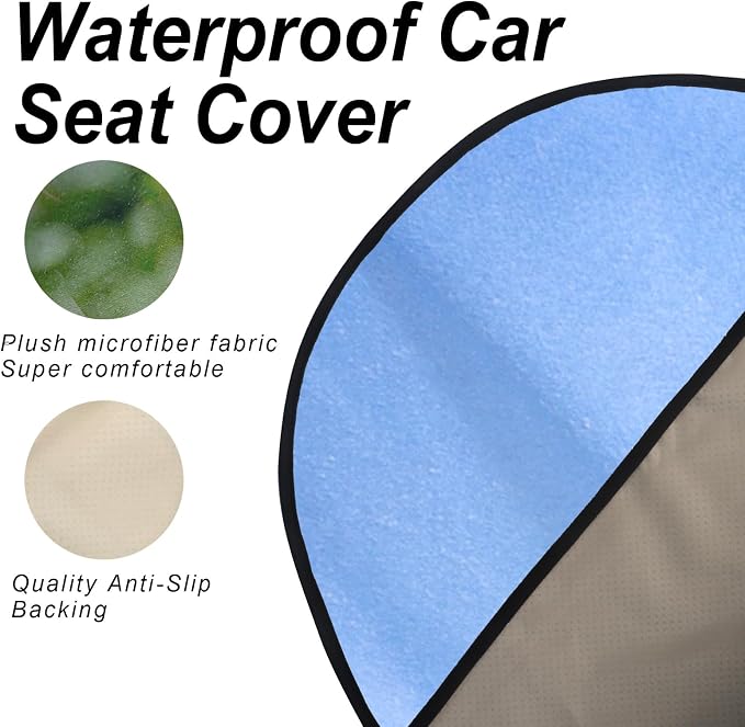 Car Seat Cover Protector Front Seats,for Gym Workout,Running,Swimming,Beach and Hiking,Waterproof Sweat Towel Bucket Seat Covers for Cars SUV Trucks (Dog Print, 1Pcs)