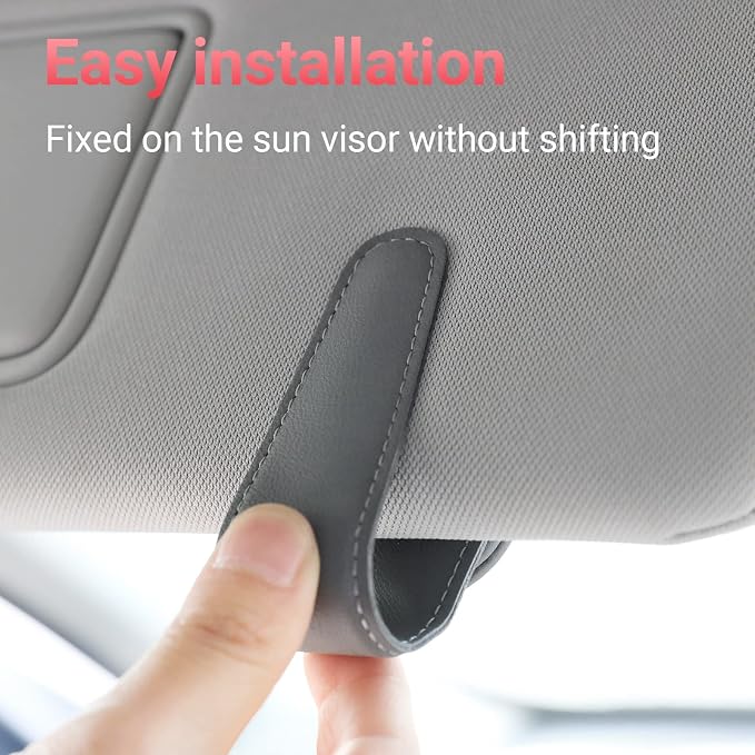 Sunglass Holder for Car Sun Visor Sunglasses Clip Car accessories -Gray | sun visor organizer, ticket card clip, eyeglass sunglasses holder, one-handed magnetic, anti-scratch, car stuff for women men