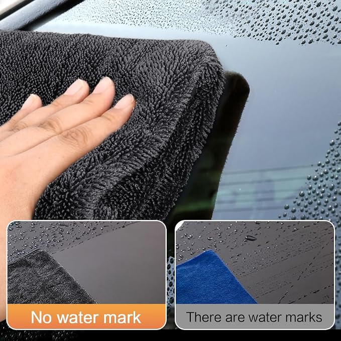 SINLAND Microfiber Car Drying Towels Detailing 16 x 24inch 3 Pack Dgrey | Ultra Absorbent, Soft, Car Wash Cleaning Cloth, Auto Detailing Towels, 380gsm