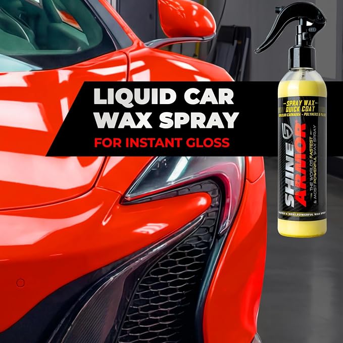 SHINE ARMOR Carnauba Car Wax - Made in USA Brazilian Liquid Spray Wax for Instant Gloss & Up to 8 Weeks Protection, UV Defense, Car Wax Polish for Cars, Trucks, SUVs & RVs - 16 fl oz