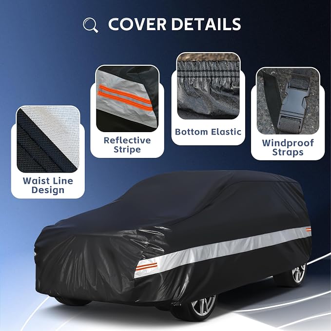 10 Layers Minivan Car Cover Custom Fit for Honda Odyssey (1999-2026) Waterproof All Weather for Automobiles, Outdoor Full Cover Sun UV Rain Protection with Cotton.Black