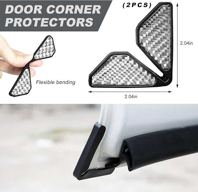 DXNQ 2 PCS Car Door Corner Protector Edge Guards, Real Carbon Fiber Anti-Collision Car Door Edge Protector, Self-Adhesive Decorative Auto Corner Protect, Vehicle Exterior Accessories (Silver)