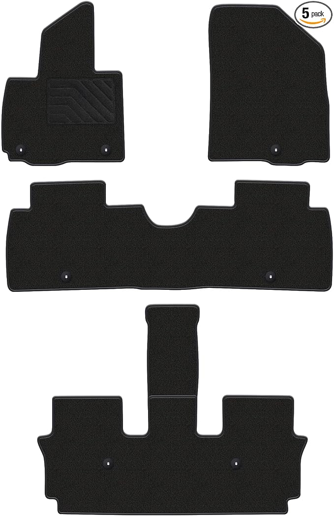 Carpet Floor Mats for 2026 Hyundai Palisade Gas 7/8 Seats - All Weather Anti-Slip Back Floor Liners 1st 2nd and 3rd Row Palisade Accessories, Black, 5PCS