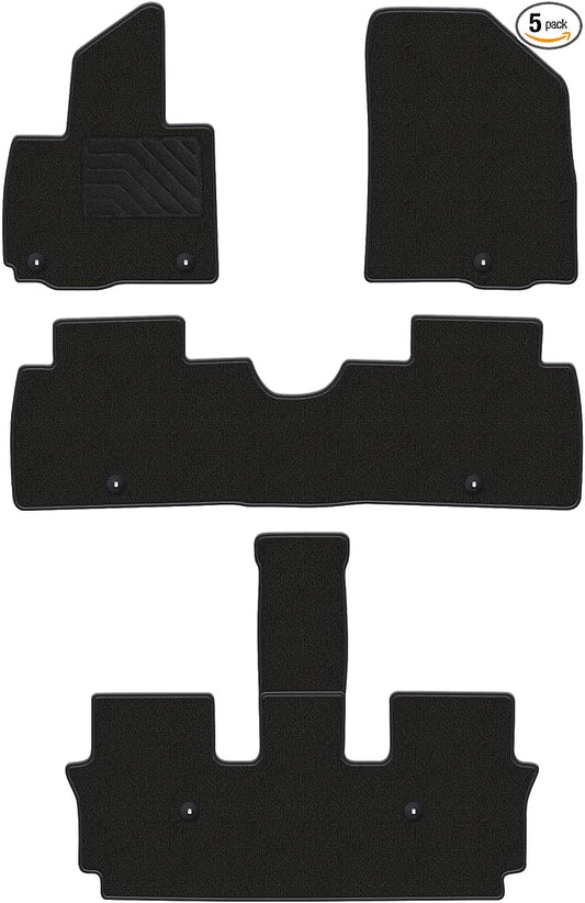 Carpet Floor Mats for 2026 Hyundai Palisade Gas 7/8 Seats - All Weather Anti-Slip Back Floor Liners 1st 2nd and 3rd Row Palisade Accessories, Black, 5PCS
