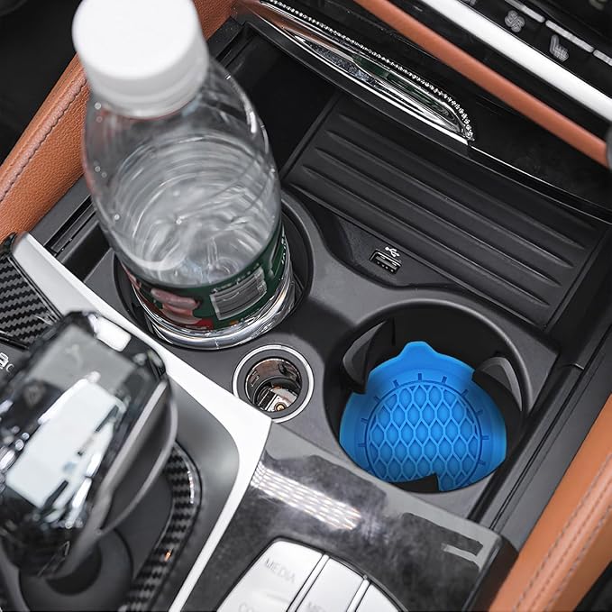 Zpana 4PCS Car Cup Holder Coasters, Silicone Non-Slip Vehicle Cup Recessed Mats, Sift-Proof Automotive Interior Drink Insert Decor Accessories, Universal for SUV, Sedan, Truck (Sky Blue)