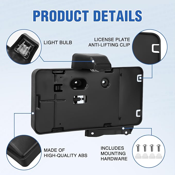 Nilight Rear License Plate Holder with Light for 2007-2018 Jeep Wrangler JK JKU Sahara Rubicon X Sport & Unlimited,Plastic License Plate Mounting Black