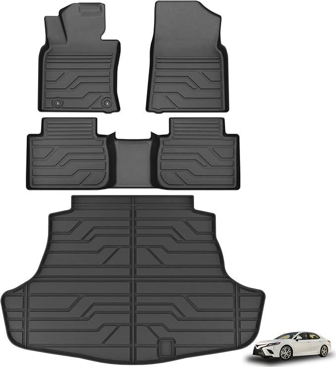 KARPAL Floor Mats for Toyota Camry 2018-2024 FWD Only (Not Fit Hybrid or AWD), Custom Fit All Weather TPE Floor Liners, 1st & 2nd Row & Cargo Liner, Camry Accessories