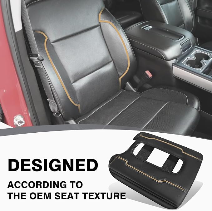 Muslogy Center Console Armrest Cover Fit for Chevy Silverado & GMC Sierra 1500 2500 3500 2014-2018 Tahoe/Yukon/Suburban 2015-2020, Comfort Armrest Pad Console Lid Cushion Extra Thick(Bucket Seat)