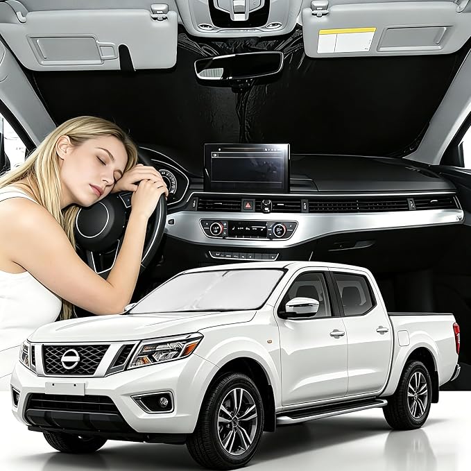 Windshield Sunshade for Nissan Frontier 2005-2021 Sun Shade 4 Layers | Car Windshield Accessories Upgrade Blocks UV Rays Custom Fit Frontier 240T Car Window Shades Windshield Keep Cool Foldable