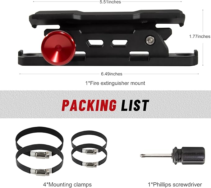 ZHILXN Quick Release Fire Extinguisher Mount for Vehicle with 4 Pcs Clamps | Car Fire Extinguisher Bracket Holder Compatible with Jeep Wrangler JT TJ JL JKU, UTV SXS RZR, Can-Am X3, Off-Road, Tractor