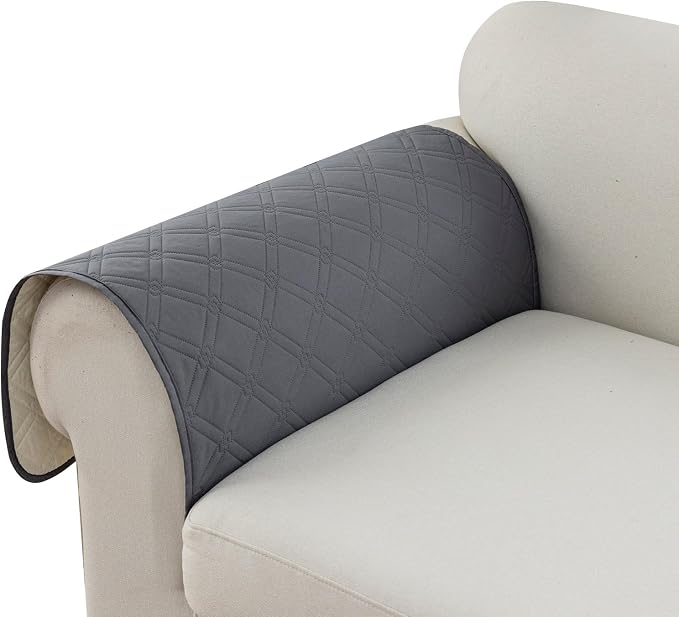 Genina Sofa Armrest Cover, Anti-Slip Armchair Slipcovers for Dogs Cats Pet, Water Resistant Couch Arm Cover for Backrest Recliner Loveseat, L Shaped Sofa, 23.6 x 27.5 Inches（2 Pieces）