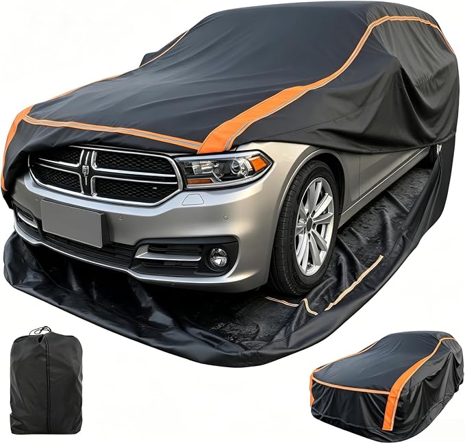 Layers Heavy Duty Waterproof All-Weather Cover – Fits Ford Explorer, Toyota Highlander, Acura MDX, Audi Q7/Q8, BMW X5/X6, Kia Telluride, Hyundai Palisade, Honda Pilot Length 191-201 Inch