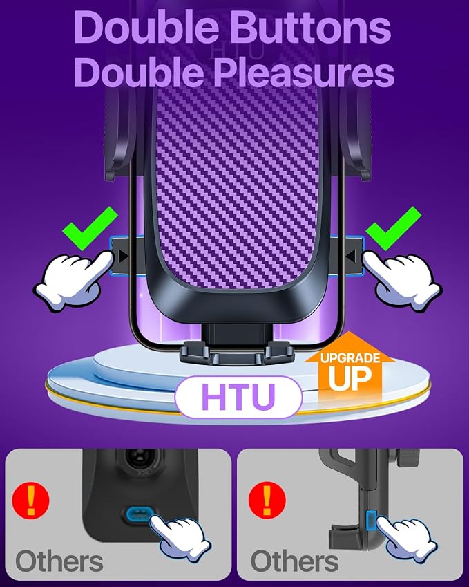 HTU 2026 Ultimate Best【True Military-Grade & Safety Cert】 Car Phone Holder | 【Upgrade 360 Rotation & 100LBS Strongest Suction】5-in-1 Truck Windshield Dashboard Vent Mount Stand for iPhone Android,Purple