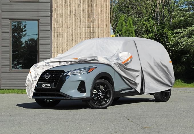 Kayme 6 Layers SUV Car Cover Custom Fit for Nissan Kicks (2017-2025) Waterproof All Weather for Automobiles, Outdoor Full Cover Rain Sun UV Protection.Silver
