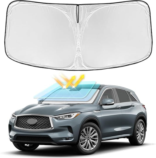 for Infiniti QX50 QX55 2019-2025 2026 Windshield Sun Shade - 4 Layers Car Sunshades for Front Windows Shade Cover Custom Fit QX50 QX55 Sun Visor 250T Retractable Shade Blocks UV Rays Car Accessories