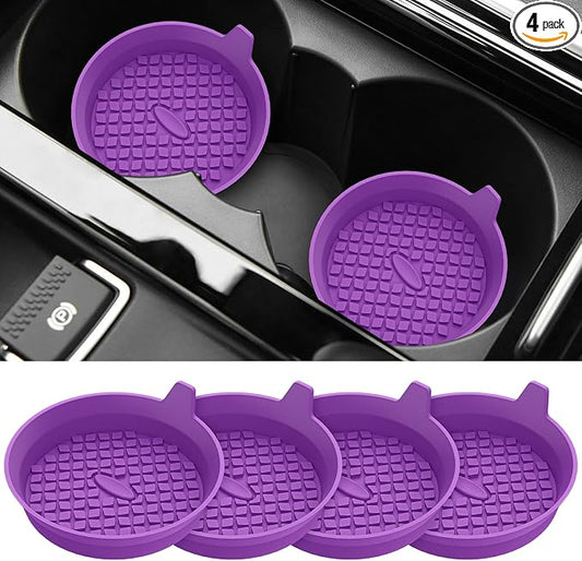 ME.FAN Car Cup Holder Coasters [4 Pack] Silicone Cups Mats, Automotive Universal Non-Slip Recessed Interior Accessories Deep Purple