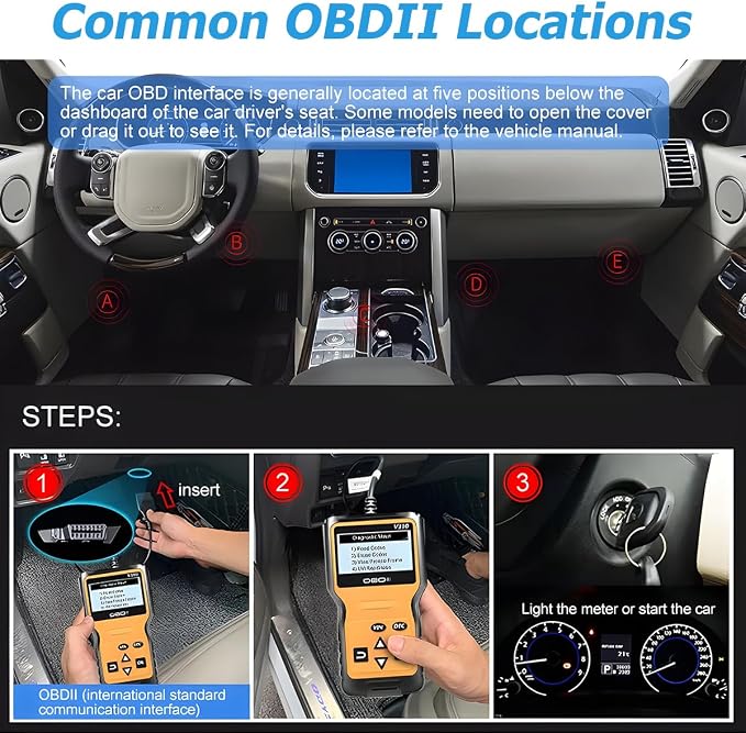 Zpana Car OBD2 Scanner Diagnostic Tool, V310 OBDII Vehicle Engine Fault CAN Diagnosis Code Reader, Check Engine Light Emission Monitor Status, Universal Automotive Accessories (Yellow)