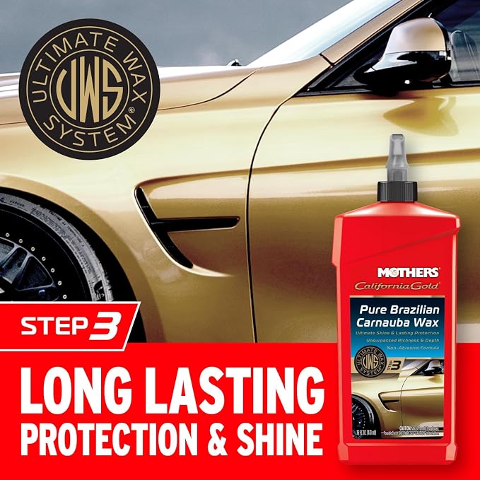Mothers California Gold Pure Brazilian Carnauba Wax, 16 oz. (05750) | Ultimate Wax System Step 3, Delivers Deep Shine & Long-Lasting Protection, Enhances Richness & Depth for All Paints