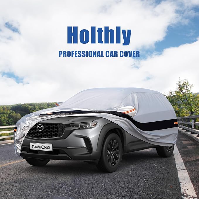 10 Layers SUV Car Cover Custom Fit for Mazda CX-5 CX5 CX-50 CX50 (2012-2024) Waterproof All Weather for Automobiles, Outdoor Full Cover Rain Sun UV Protection.Silver