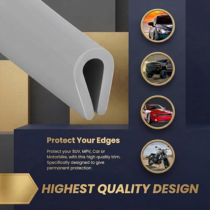 Tondiamo Rubber U Channel Edge Trim, Door Seal Strip, Fits Edge up to 1/8 Inch U Shape Weather Stripping(10.01 Feet, 1/8 Inch, Gray)
