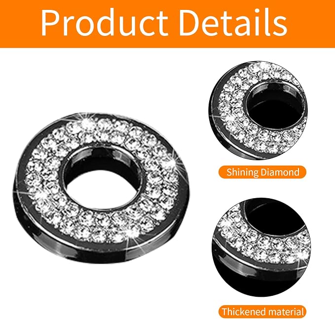 1 Pack 4 Pcs Bling Car Inner Door Lock Covers, Car Bling Accessories For Women Rhinestone, Rhinestones Pull Rod Bolt Decoration Covers Compatible With Mercedes-Benz A,B,C,D,E Class, Gla ,Glc (Silvery)