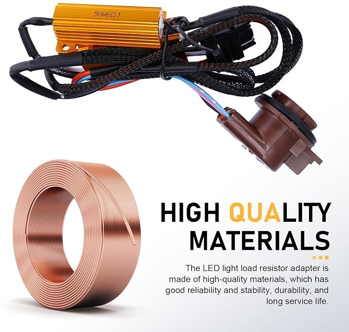 2 PCS Car 3157 Brake Light Resistor Decoders, 50W Anti-flicker Load LED Resistor Kit, Brake Bulb Error Fix Decoder, Plug and Play Harness Adapter for T20 3157 3157A 4157 Bulb (Multicolored)
