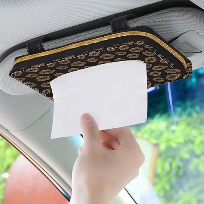 Lips Pattern PU Leather Car Napkin Holder Car Tissue Holder for Car Sedans SUV Vans Napkin Holder Tissue Box for Sun Visor & Back Seat