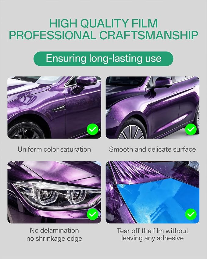 PPF, Dry Apply TPU PPF Vinyl Car Wrap Roll 1ft x 5ft, Paint Protection Vinyl Film (Gloss Cosmic Purple)
