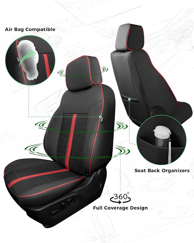 Custom Leather Seat Covers for 2019-2026 Sierra/Silverado 1500 | Only Crew Cab, Fits 2500/3500HD 2020-2026, no Rear Armrest/Seatback Storage, Waterproof, Scratch-resistant, Easy-clean