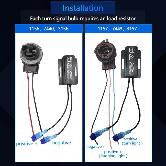 2PCS Led Resistor Car Load Resistors 50W 6ohm Load Resistors - Fix LED Bulb Fast Hyper Flash Turn Signal Blink Error Code(Resistor gets very hot during working)