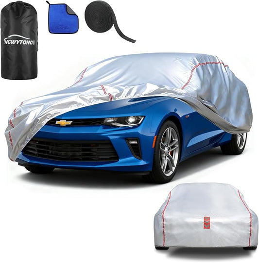 Car Cover Waterproof All Weather for Chevrolet Camaro 2010-2025,All-Around Fastening and 4 Upgrades, 120s Quick-Install for Car Cover