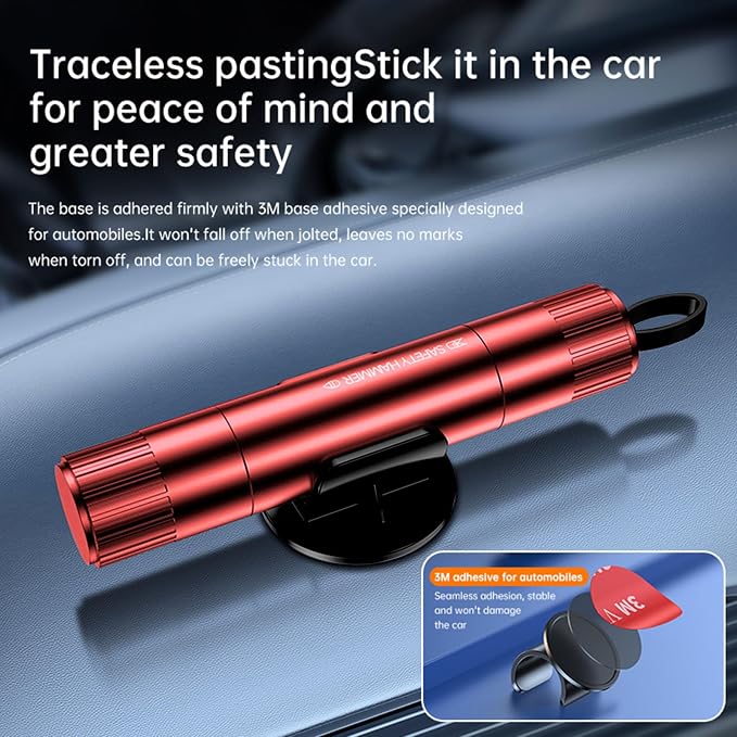2026 Upgraded Window Breaker and Seatbelt Cutter, Portable Car Safety Hammer, Instantly Glass Breaker Underwater, Car Window Breaker Tool, Life Hammer Car Emergency Escape Tools (Red)