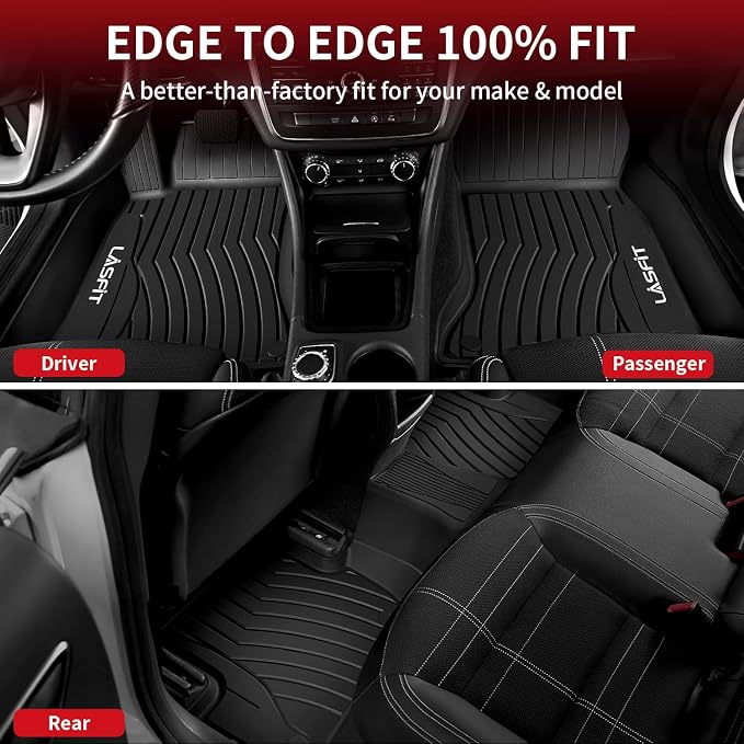 LASFIT Floor Mats for Mercedes Benz GLA 2015-2020 & CLA 2014-2019 250/45 | LASFIT Car Mats for GLA & CLA 250/45 AMG 2014-2020, All Weather TPE Non-Slip, 2 Rows