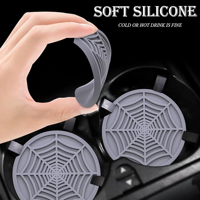 2PCS Car Cup Holder Coasters, 2.75 Inch Universal Non-Slip Insert Water Bottle Holder Pads, Car Interior Accessories Sets (Gray)