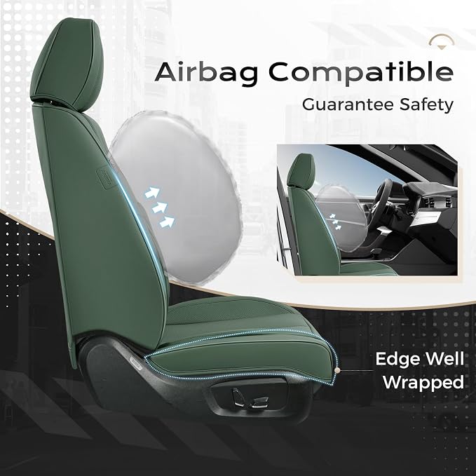 Coverado Car Seat Covers, Seat Covers for Cars, Waterproof Leather Auto Seat Protectors, Leather Car Seat Cushion, Car Interiors Accessories Universal Fit for Most Cars