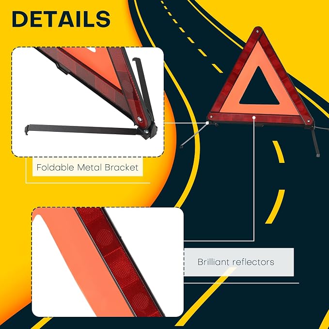 5 Pack Reflective Safety Triangle Kit | Emergency Warning Triangles with Storage Case, Roadside Reflective Early Warning Sign for Vehicles Breakdown (5 Pack)