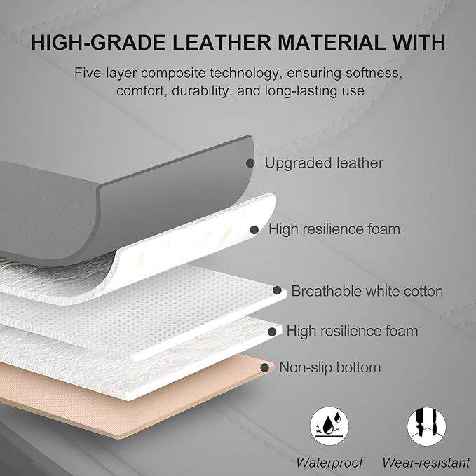 BOPUOVRE Car Seat Cover for Luxury & Comfort - PU Leather, Anti-Slip, Full Wrap Protection with Storage Pocket for Bottom Cushion - Universal Fit for 95% of Vehicles (Gray,1 Piece)