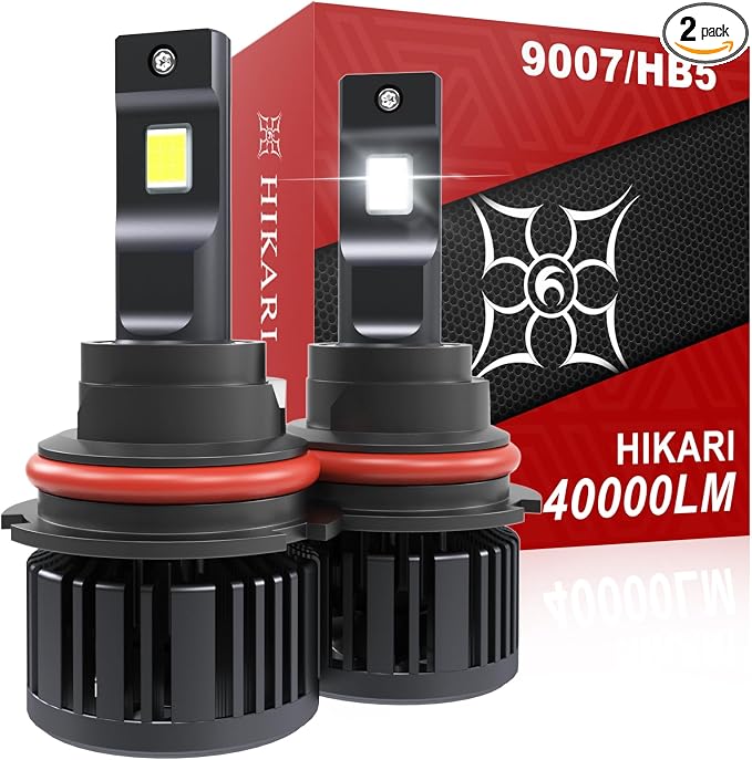 HIKARI WINGS 2026 40000LM 9007 HB5 Dual Beam LED Bulbs, 45W Upgraded Core Chips, High Lumens LED Kit, 6000k Cool White, IP68 Waterproof, Halogen Upgrade Replacement