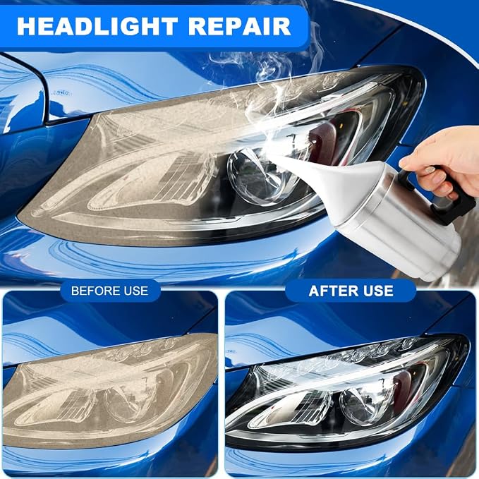 Saycker Car Headlight Restoration Kit, Auto Headlight Lens Polish Repair Kit Atomizing Cup Headlight Renovation Tool Auto Restore Kit, Headlight Restoration Wipe & Washer Kit